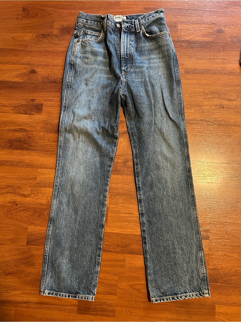 Agolde Women’s Straight-Leg Jeans in Washed Blue Denim
